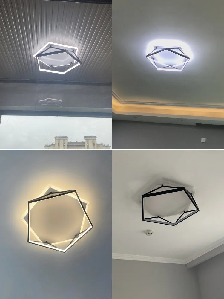 Axyaa Geometric LED Ceiling Lamp | Minimalist Nordic Bedroom Designer Light