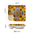 Axyaa Bohemian Enchanting Yellow Flower Ceramic Tableware Set