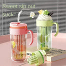 Axyaa Large Capacity Glass Sports Water Bottle with Straw for Summer Outdoor Activities