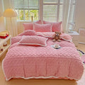 Axyaa Tafu Fleece Four-Piece Bed Sheet Set - Solid Color, Thick & Warm