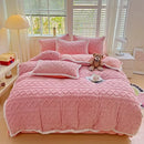 Axyaa Tafu Fleece Four-Piece Bed Sheet Set - Solid Color, Thick & Warm