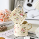 Axyaa Elegant Floral Mug: European Light Luxury, Retro Ceramic Coffee Cup
