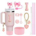 Axyaa Stanley Cup Accessories Set with Straw, Brush, Flower Charm, Stopper, and Boot.