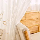 Axyaa Leaf Designer Jacquard Curtain for Living Room White Polyester Fiber