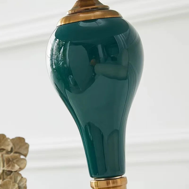 Axya Green Ceramic Table Lamp with European Cloth Cover