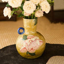 Axyaa Peony Flower Ceramic Vase: Chinese Retro Hand-painted Porcelain Home Decor