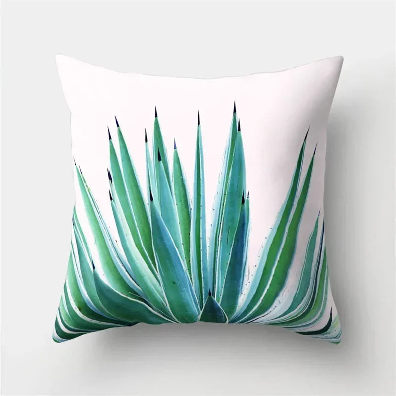 Axyaa Tropical Plant Green Leaves Cactus Pillowcase Living Room Sofa Cushion Cover