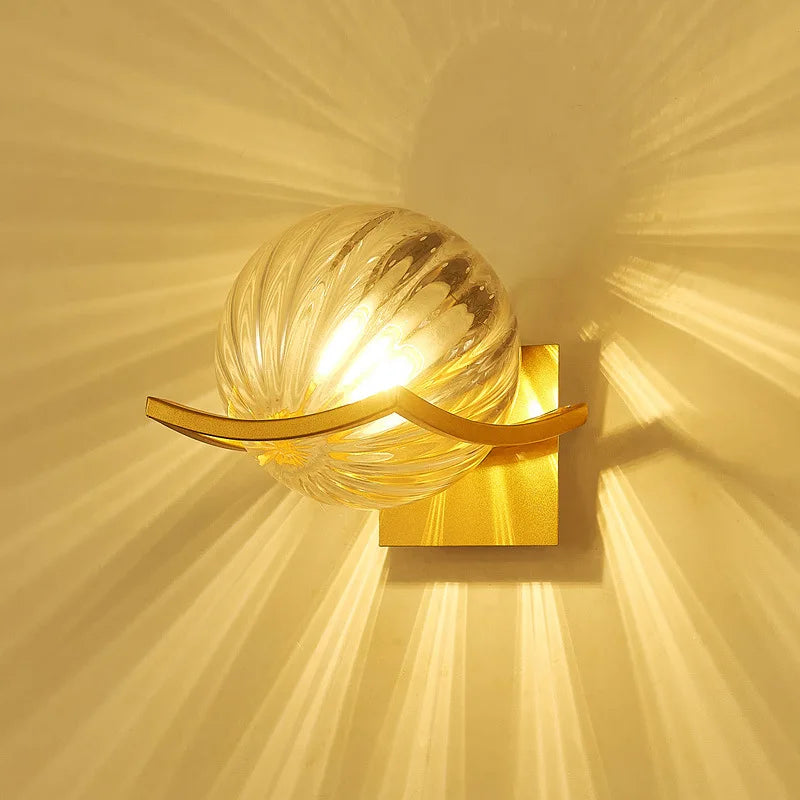 Axyaa Gold Glass Ball Wall Light for Modern Indoor Lighting Decor