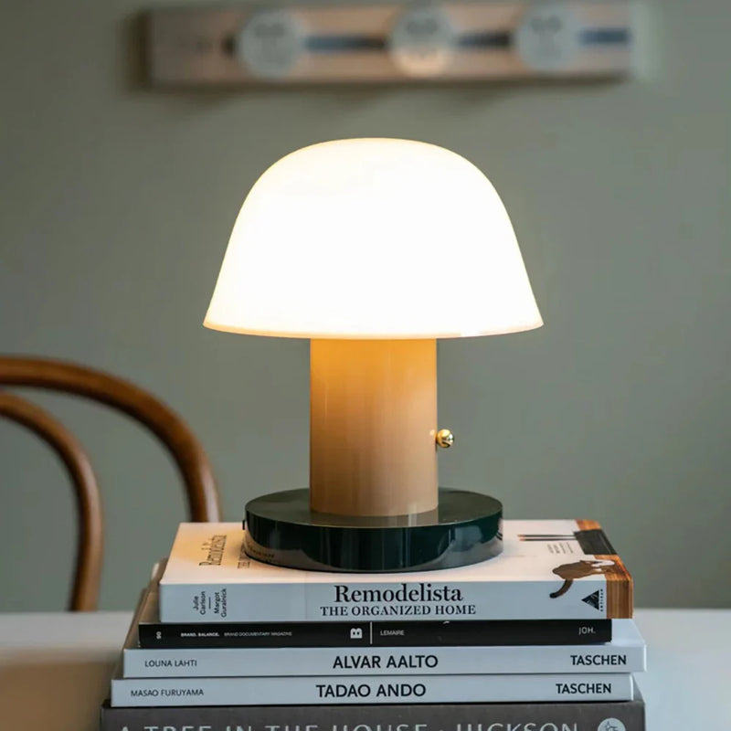 Axyaa USB Charging LED Mushroom Table Lamp Touch Switch Bedside Decor Light