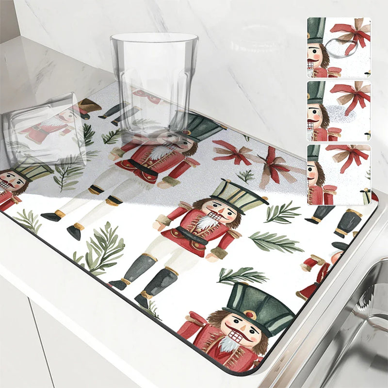 Axyaa Christmas Nutcracker Absorbent Kitchen Mat
