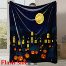 Axyaa Halloween Pumpkin Print Flannel Blanket - Cozy Office & Home Gift