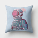 Axyaa Spaceship Astronaut Polyester Throw Pillow Case for Home Decor