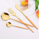Axyaa 24Pcs Colorful Stainless Steel Gold Flatware Cutlery Set Western Kitchen Tableware