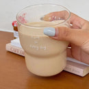 Axyaa 12oz Cute Ins Style Glass Coffee Cup with Red Pink Knot Print