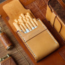 Axya Retro Cowhide Wooden Cigarette Case, High-Grade, Ultra-Thin, Men's Gift