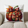 Autumn Plaid Pumpkin Pillow Cover - Axyaa Decorative Throw Cushion for Sofa, Bedroom, Car