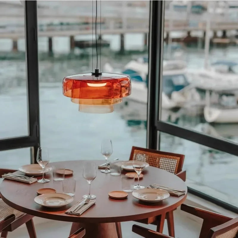 Axyaa Colorful Glass Pendant Lamps for Dining Room Chandelier