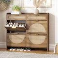 Rattan Shoe Storage Cabinet with 4 Flip Drawers & 2 Drawers by Axyaa