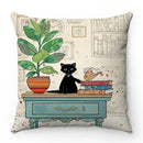 Axyaa Retro Black Cat Cartoon Anime Decorative Pillowcase for Sofa, Car, Bedroom