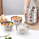 Axyaa Kids' Cartoon Stainless Steel Rice Bowl and Soup Bowl Set