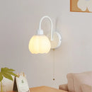 Axyaa White Glass LED Wall Lights | Modern Iron Stair Light with Pull Chain Switch