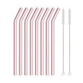Axyaa Pink Glass Straw - Reusable Borosilicate Drinking Straw Kit with Cleaning Brush