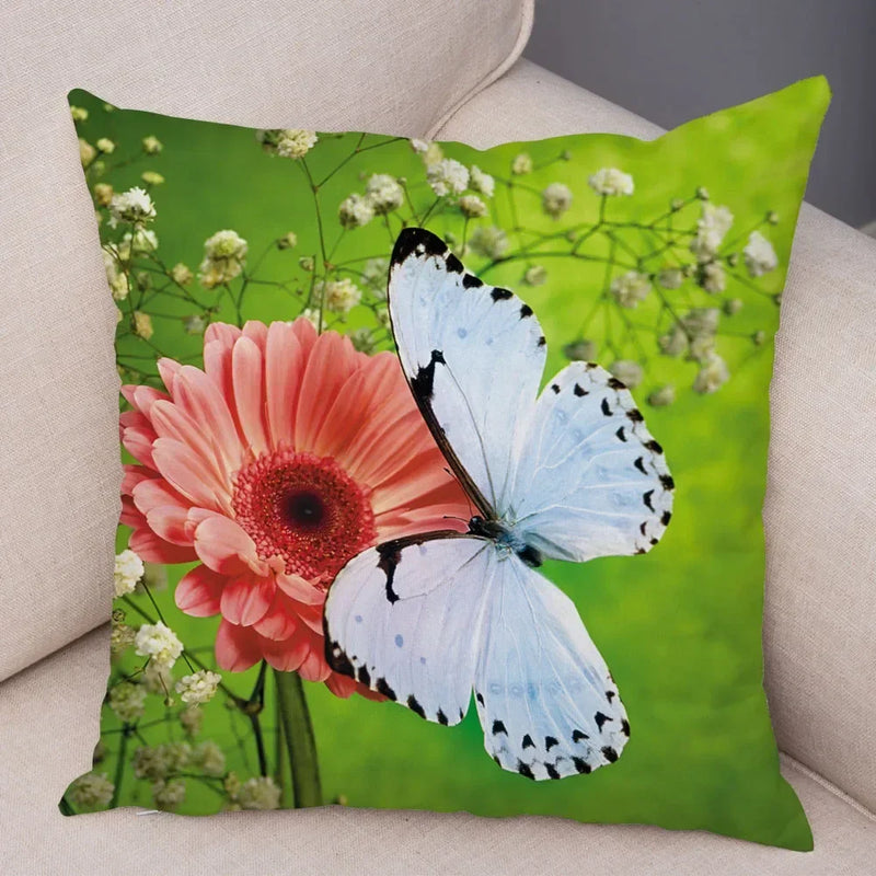 Axyaa Butterfly Flower Pillow Cover 45*45cm for Home Sofa Decor