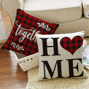 Axyaa Red Black Plaid Linen Pillow Cover - Customize 40x40 50x50 60x60