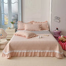 Axyaa Kapok Twill Bed Cover Set with Lace Trim and Pillowcases