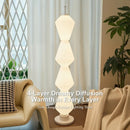 Axyaa Nordic Floor Lamp Iron Base LED Cream Lampshade Home Decor