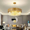 Modern Gold Crystal Chandelier by Axyaa - Large Pendant Ceiling Lamp for Living Room, Dining, Bedroom