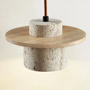 Axyaa Stone Wood Cream LED Pendant Chandelier for Bedroom Home Decor