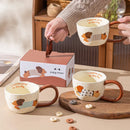 Axyaa Ceramic Breakfast Mug Set - Korean Style Drinkware for Coffee, Tea, and Oatmeal
