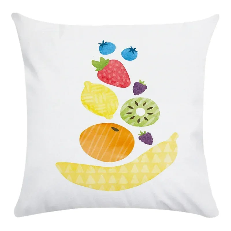 Axyaa Cartoon Fruit Vegetable Print Cushion Cover 45X45CM