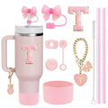 Axyaa Stanley Cup Accessories Set with Straw, Brush, Flower Charm, Stopper, and Boot.