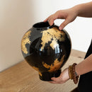 Axyaa Golden Foil Porcelain Vase | Modern Ceramic Table Decor & Plant Pot