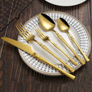 Axyaa 30-Piece Stainless Steel Tableware Set with Golden Waist Design