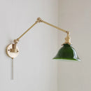 Axyaa Swing Arm Copper Wall Lamp with Green White Lampshade Nordic Modern Design