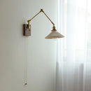 Axyaa Walnut Wood Swing Arm LED Wall Lamps - Nordic Modern Design