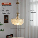 Axyaa Modern Shell Glass Chandelier - Copper Pendant LED Light for Home Decor