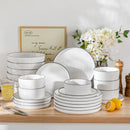 Axyaa 12/16/18/24 Piece Black Rim Dinnerware Sets with Standing Edge