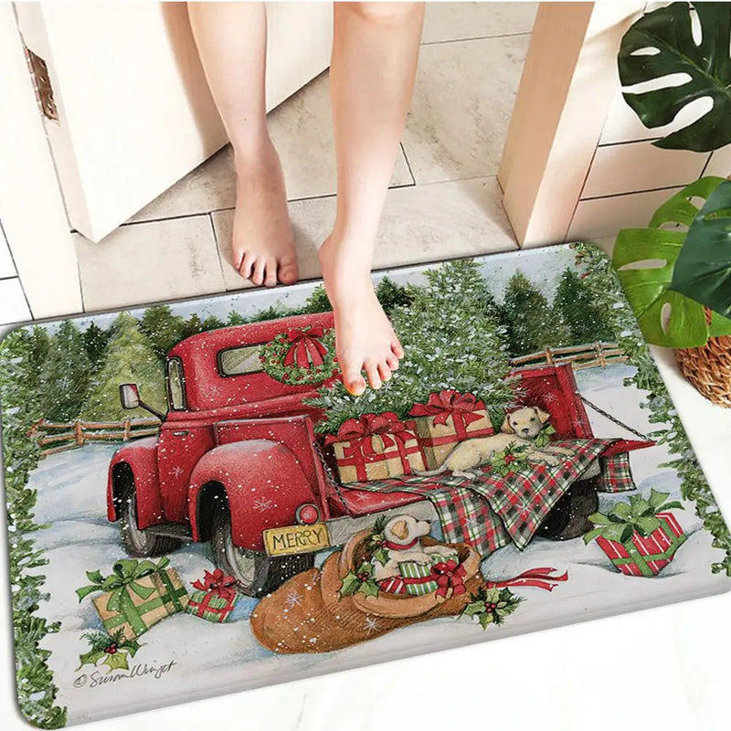 Axyaa Christmas Decoration Door Mat Non-Slip Floor Carpet for Home