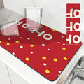 Axyaa Christmas Polka Absorbent Kitchen Mat, Antiskid & Quick Dry Dish Drying Pad
