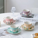 Axyaa Hand-painted Tulip Ceramic Coffee Mug Set for Drinks & Breakfast