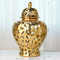 Golden Ceramic Vase for Artistic Flower Arrangement by Axyaa