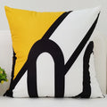Axyaa Black Yellow Alphabet Letter Cushion Cover - Square Polyester Pillow Case