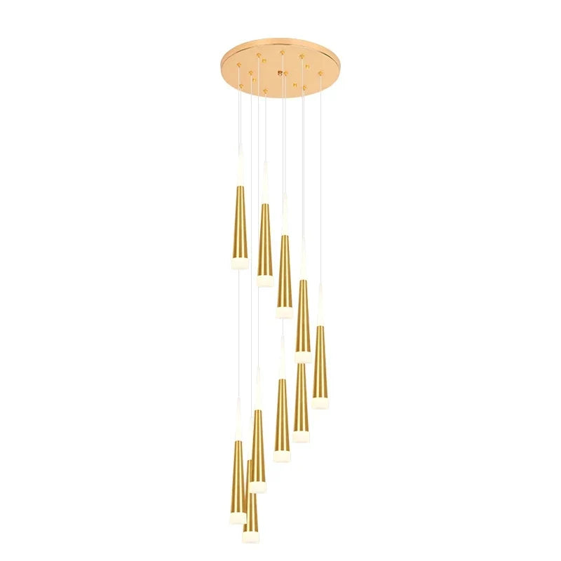Black Stair Chandelier by Axyaa: Modern Duplex Interior LED Ceiling Light for Living & Dining Rooms