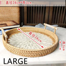 Axyaa Rattan Shell Basket Tray with Handle - Jewelry Storage & Living Room Organizer