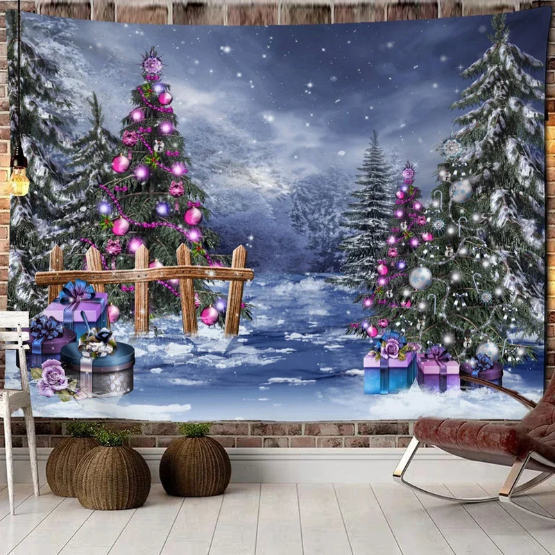 Axyaa Moose Wood Snow Tapestry Wall Hanging 200x150cm