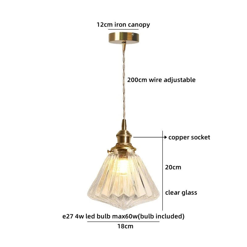 Axyaa Clear Glass LED Pendant Lights for Kitchen Island, Modern Nordic Decor
